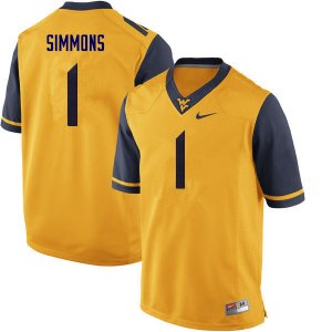 Men's West Virginia Mountaineers NCAA #1 T.J. Simmons Yellow Authentic Nike Stitched College Football Jersey LS15H12ME